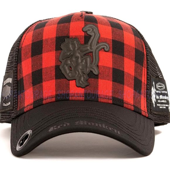 Red Monkey Buffalo Logo Black/Red RM1479 Limited Edition Unisex Trucker Hat Cap - Picture 3 of 9